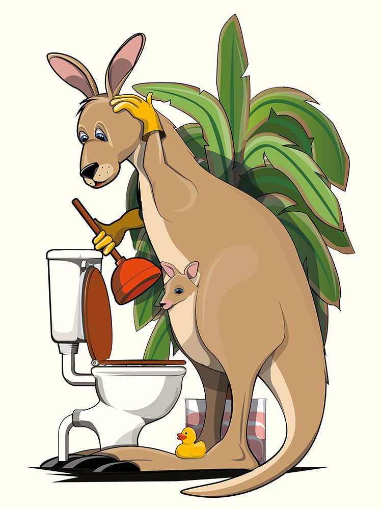 Kangaroo Using the Toilet art print by In The Washroom for $57.95 CAD