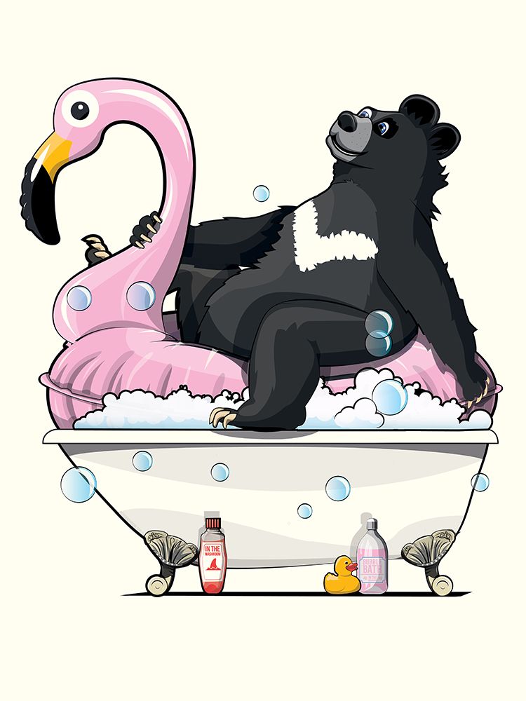 Asain Bear In the Bath art print by In The Washroom for $57.95 CAD