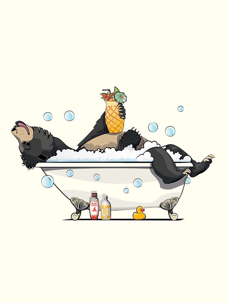 Sloth Bear Relaxing In the Bath art print by In The Washroom for $57.95 CAD