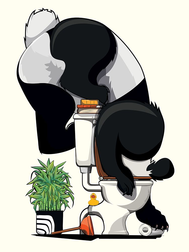 Panda Bear With Head In Toilet art print by In The Washroom for $57.95 CAD