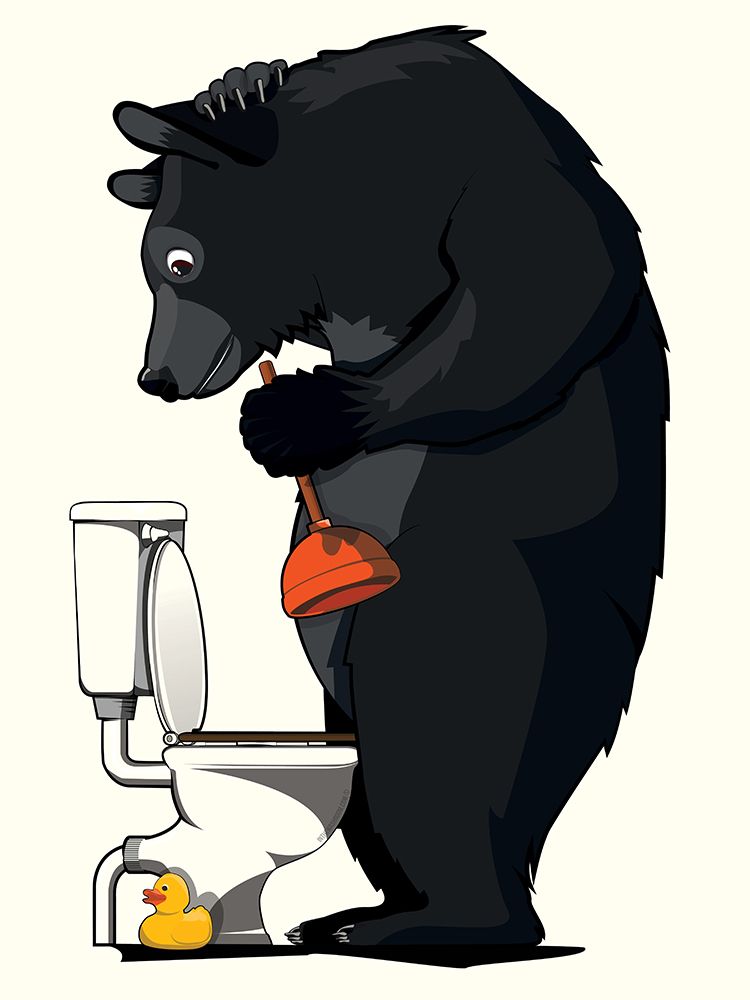Black Bear Using the Toilet art print by In The Washroom for $57.95 CAD
