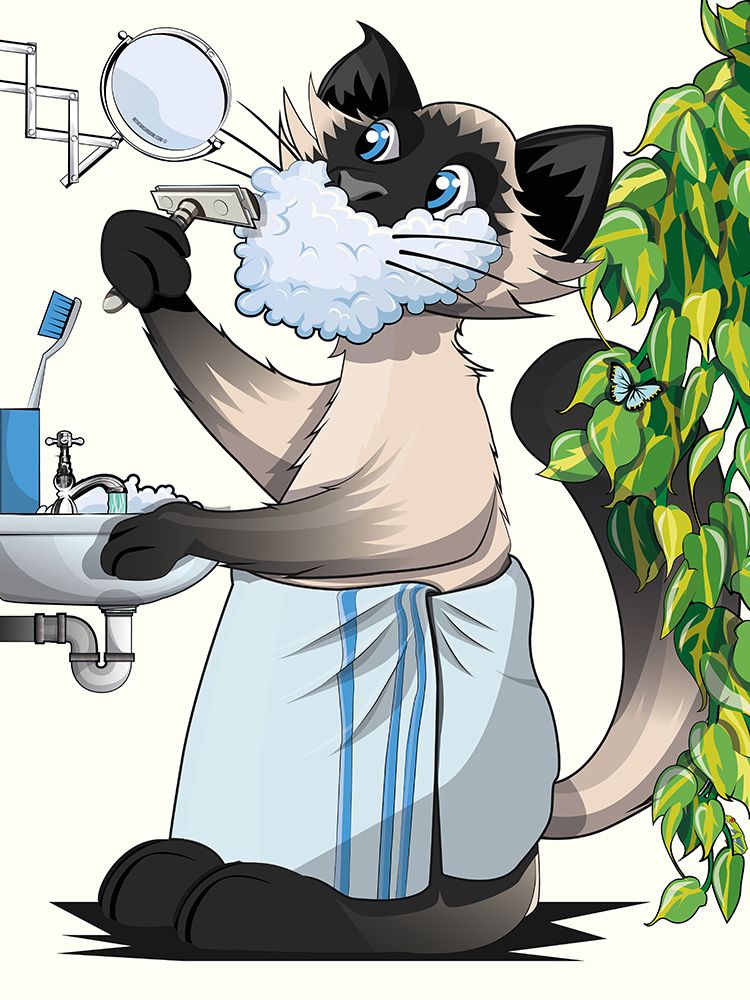 Cat Shaving In the Bath art print by In The Washroom for $57.95 CAD