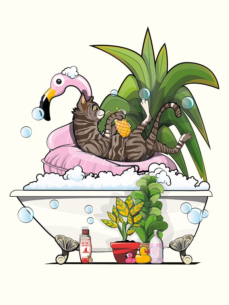 Cat Relaxing In the Bath art print by In The Washroom for $57.95 CAD