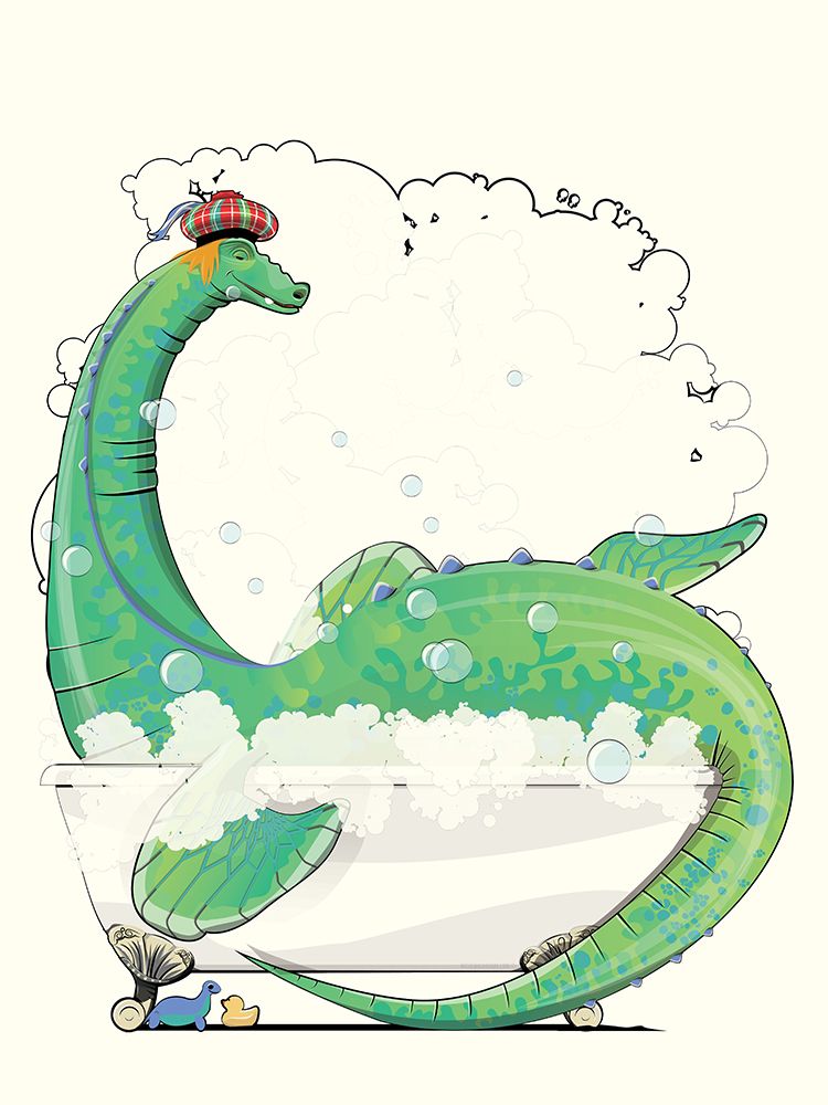 Loch Ness Monster In the Bath art print by In The Washroom for $57.95 CAD