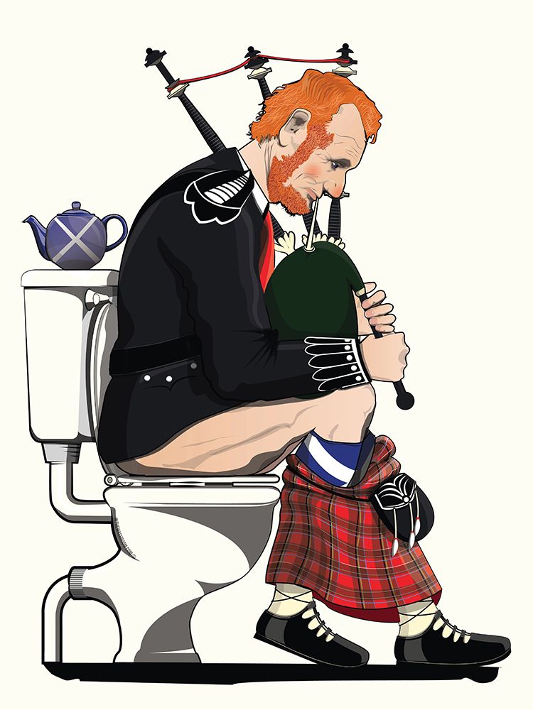Scotish Bagpipes On the Toilet art print by In The Washroom for $57.95 CAD