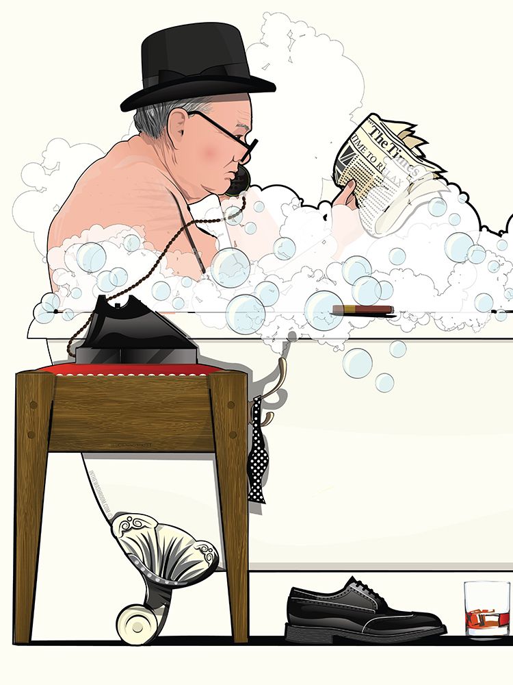 Churchill In the Bath art print by In The Washroom for $57.95 CAD