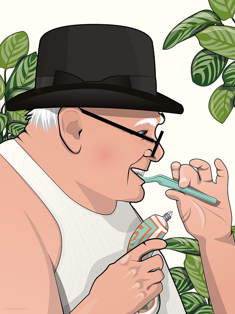 Churchill Cleaning Teeth art print by In The Washroom for $57.95 CAD