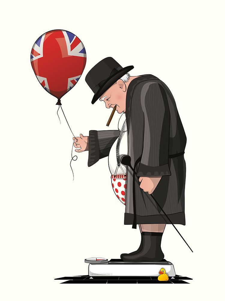 Churchill On Bathroom Scales art print by In The Washroom for $57.95 CAD