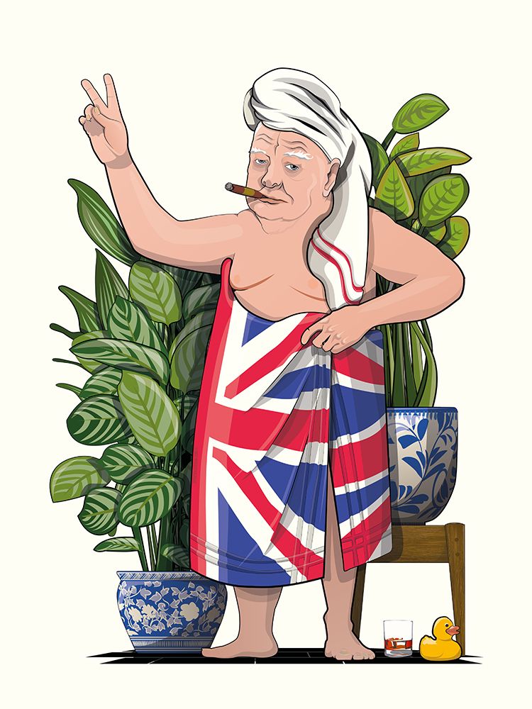 Churchill In Union Jck Bath Towel art print by In The Washroom for $57.95 CAD