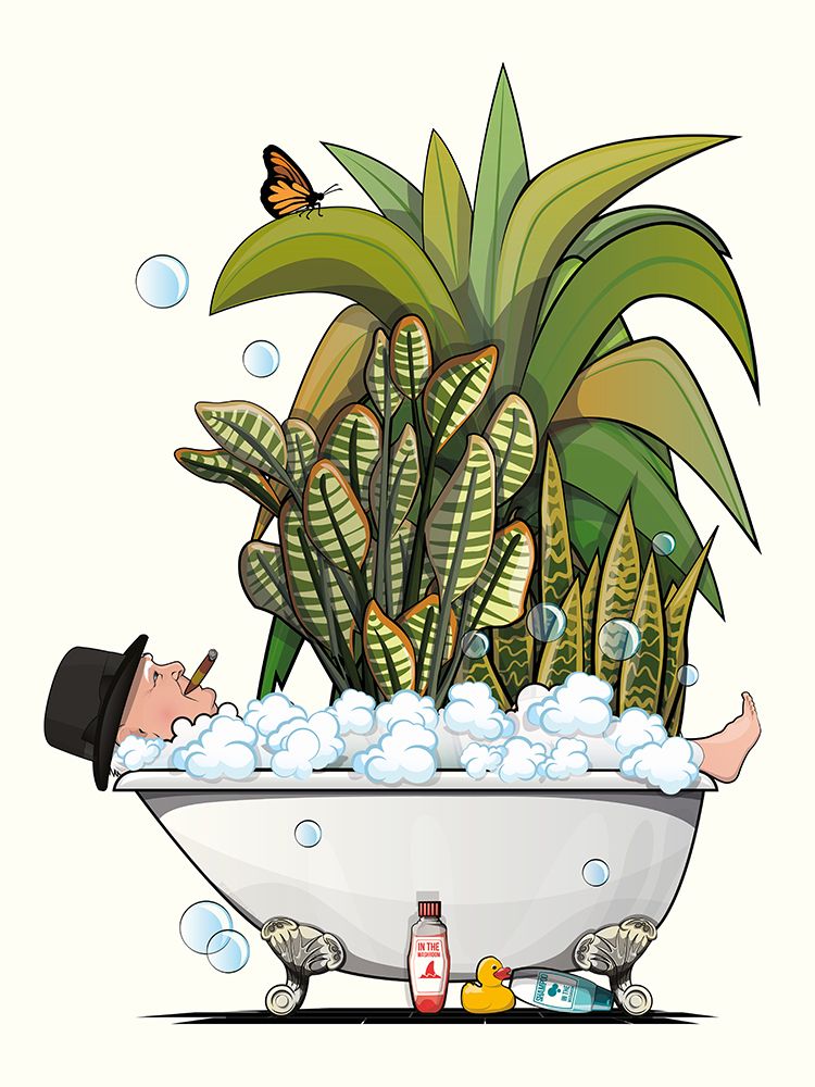 Churchill Relaxing In Bath art print by In The Washroom for $57.95 CAD