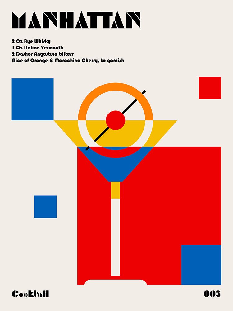 Manhattan Bauhaus Cocktail art print by Retrodrome for $57.95 CAD