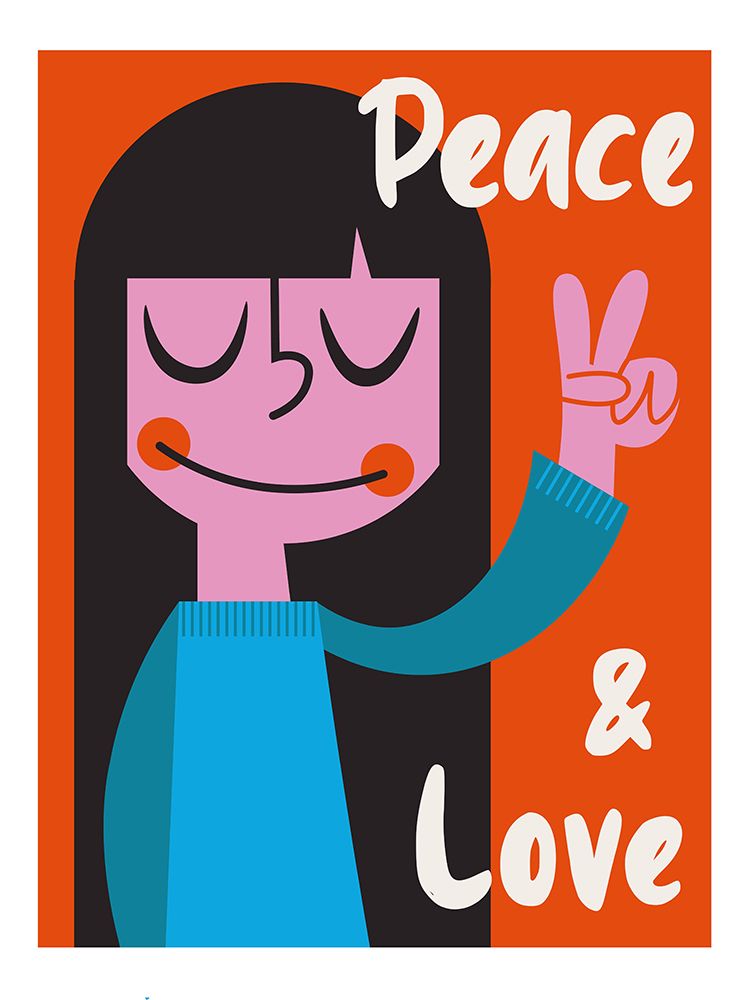Peace a Love Mid Century Illustration art print by Retrodrome for $57.95 CAD