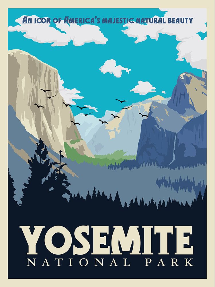 Yosemite National Park Travel Print art print by Retrodrome for $57.95 CAD
