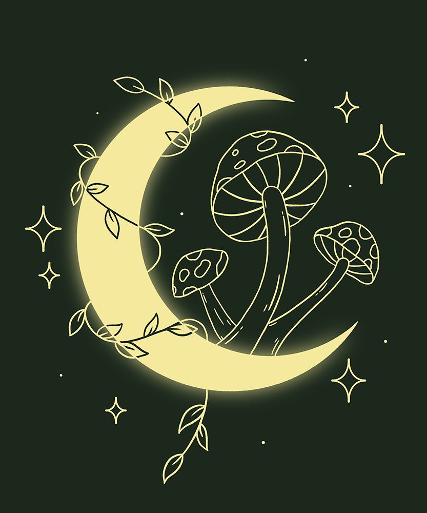 Moon   Shrooms art print by XYZ Studio for $57.95 CAD