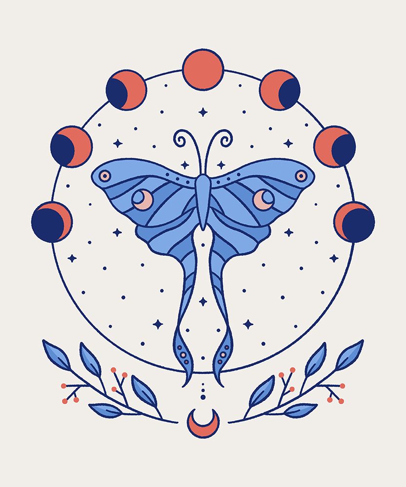 Celestial Luna Moth   Moon Phases art print by XYZ Studio for $57.95 CAD