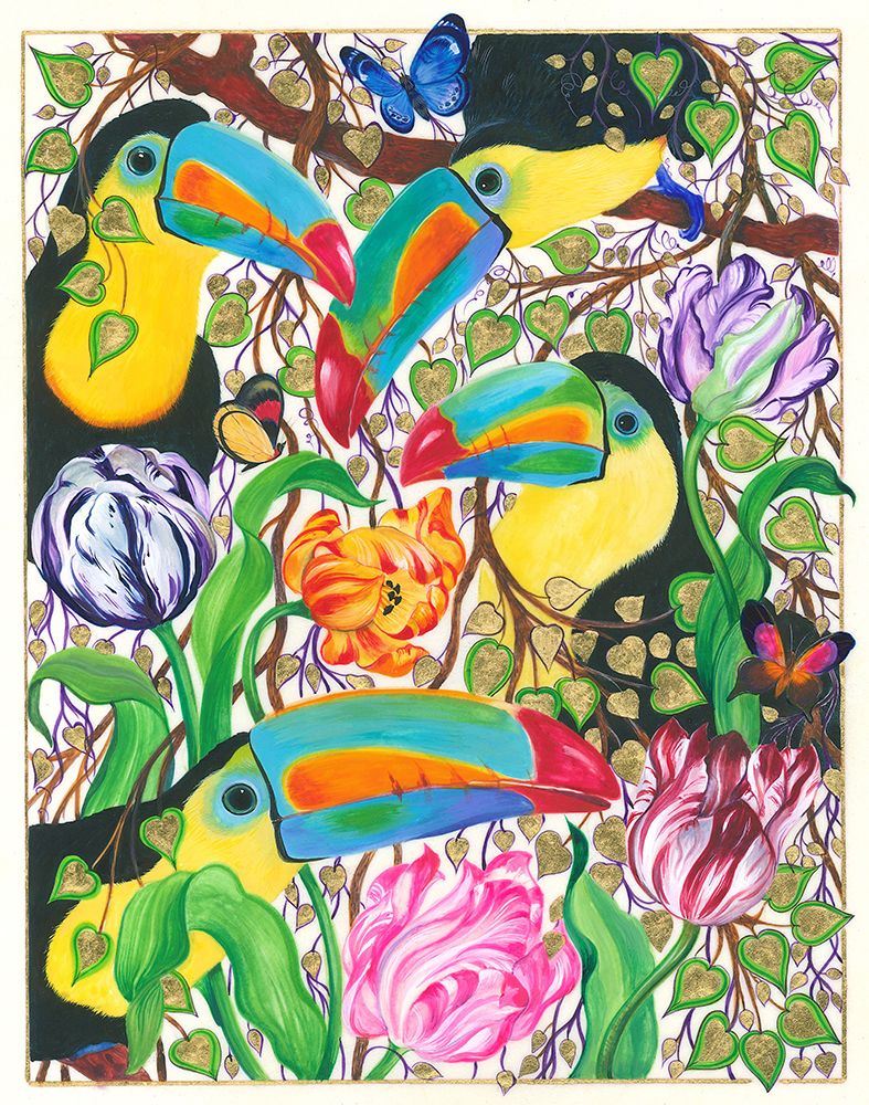 Jolly Toucans and Parrot Tulips art print by Isabelle Brent for $57.95 CAD