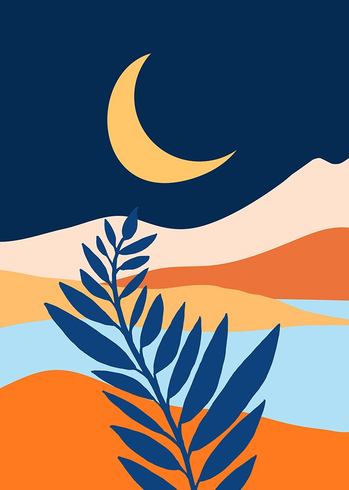 Moonlit Mediterranean Blue art print by Kristian Gallagher for $57.95 CAD