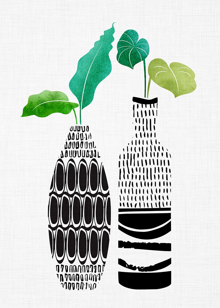 Bw Tribal Vases Vertical art print by Kristian Gallagher for $57.95 CAD