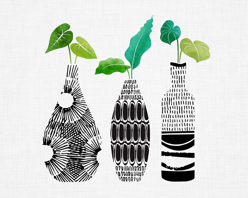 Bw Tribal Vases Wide art print by Kristian Gallagher for $57.95 CAD