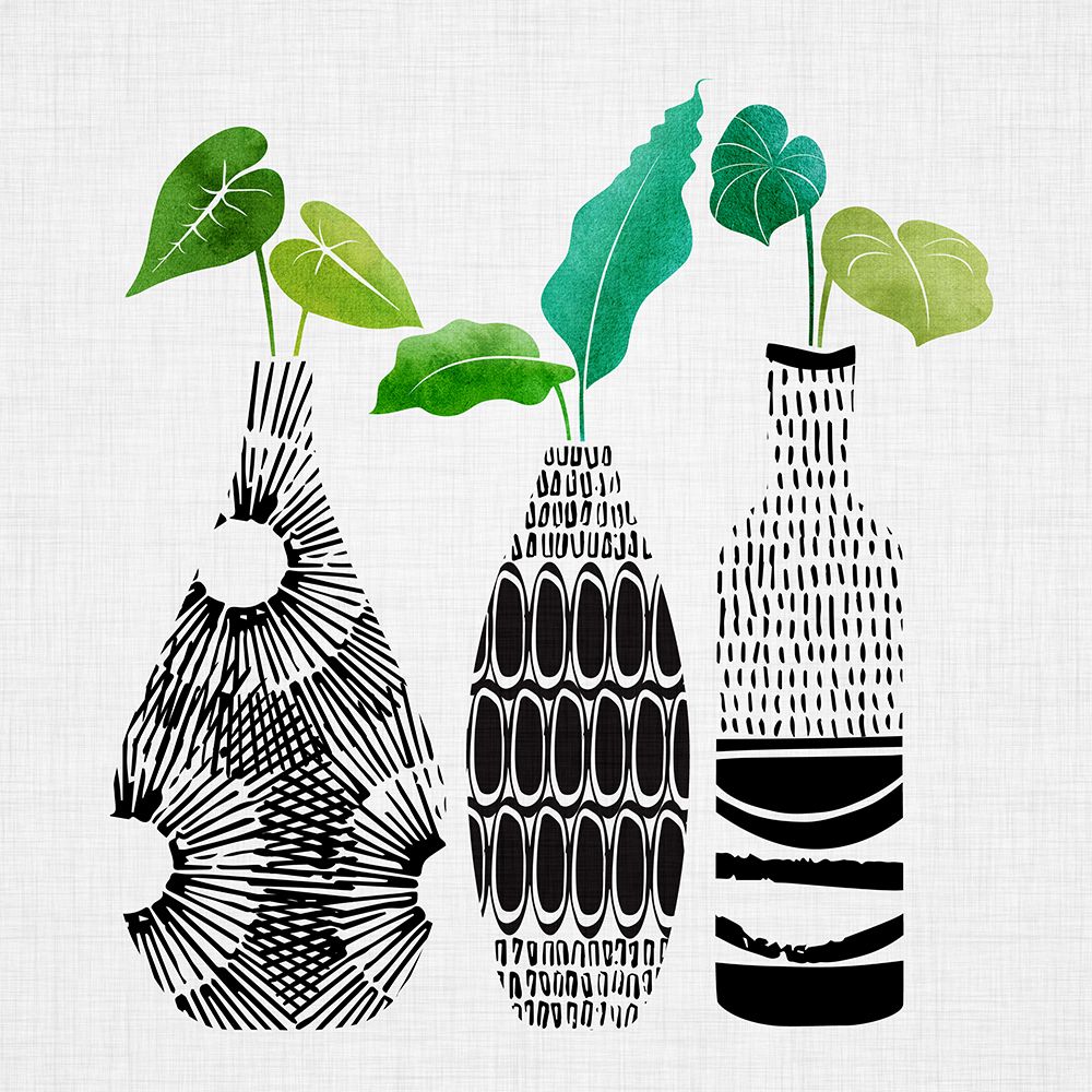 Bw Tribal Vases Sq art print by Kristian Gallagher for $57.95 CAD
