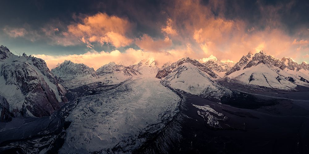 Golden Hour Glacier Mountains art print by qiye for $57.95 CAD