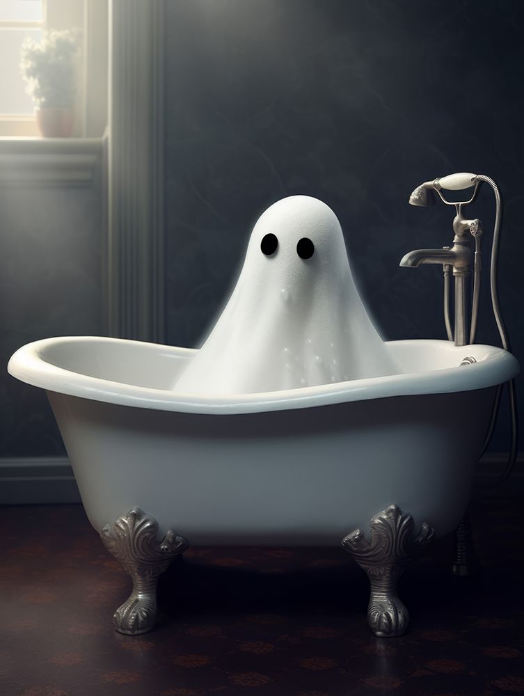 Ghost In Bathroom art print by Bilge Paksoylu for $57.95 CAD