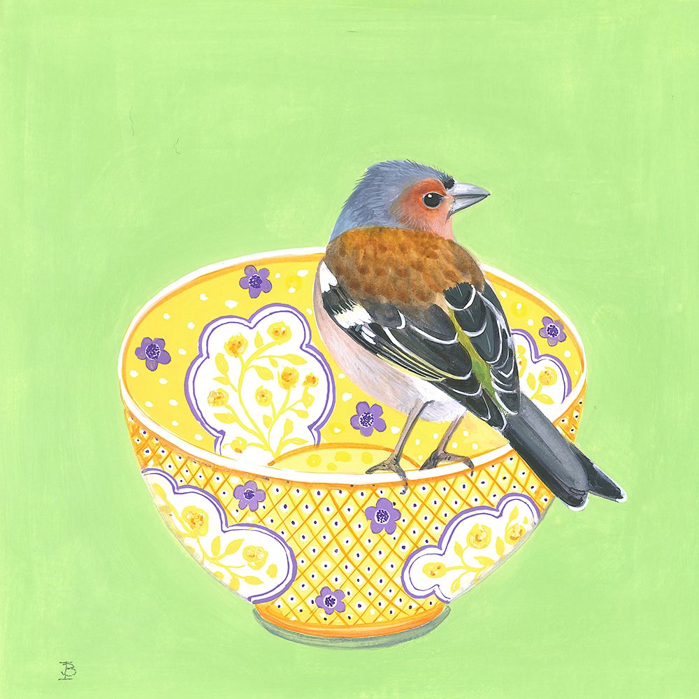 Chaffinch on Decorative Bowl art print by Isabelle Brent for $57.95 CAD