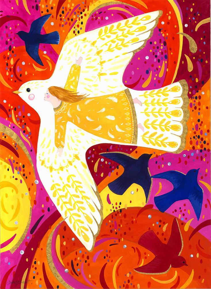 Angel Child and Birds art print by Isabelle Brent for $57.95 CAD