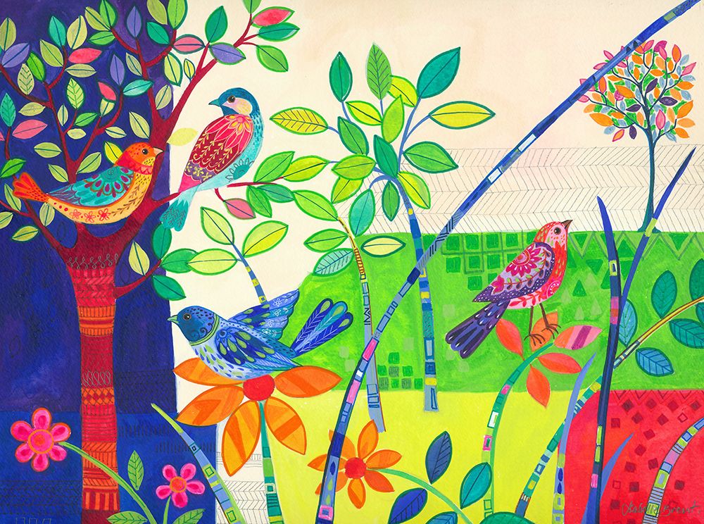Birds, Flowers and Patterns art print by Isabelle Brent for $57.95 CAD