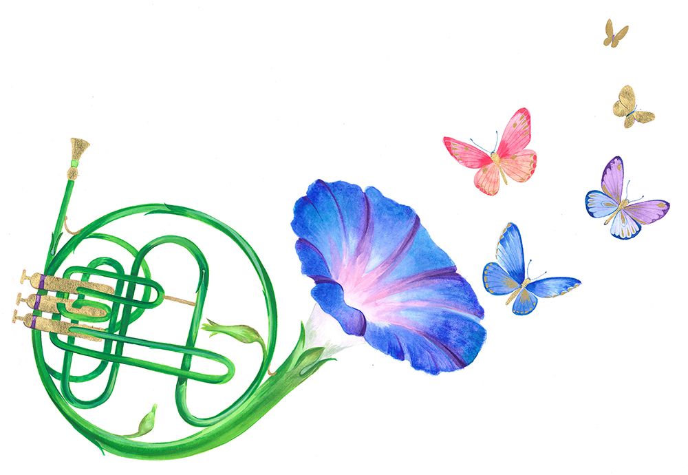 French Horn and Butterflies art print by Isabelle Brent for $57.95 CAD