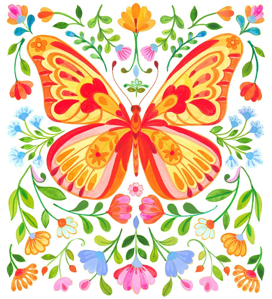 Butterfly Folk Art 01 art print by Isabelle Brent for $57.95 CAD