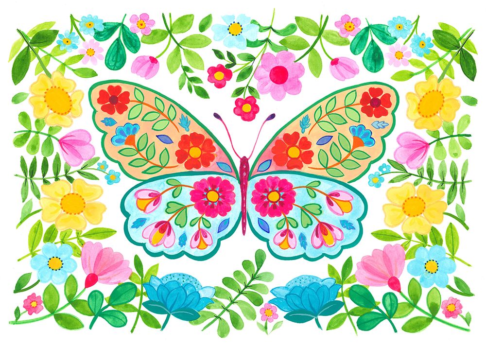 Butterfly Folk Art 02 art print by Isabelle Brent for $57.95 CAD