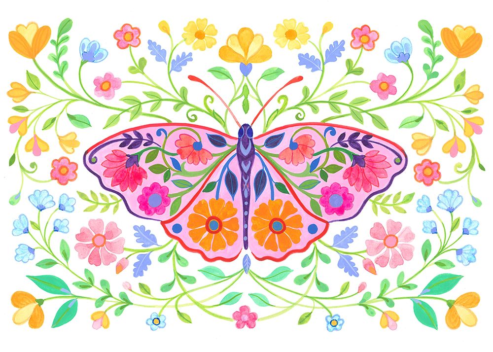 Butterfly Folk Art 03 art print by Isabelle Brent for $57.95 CAD