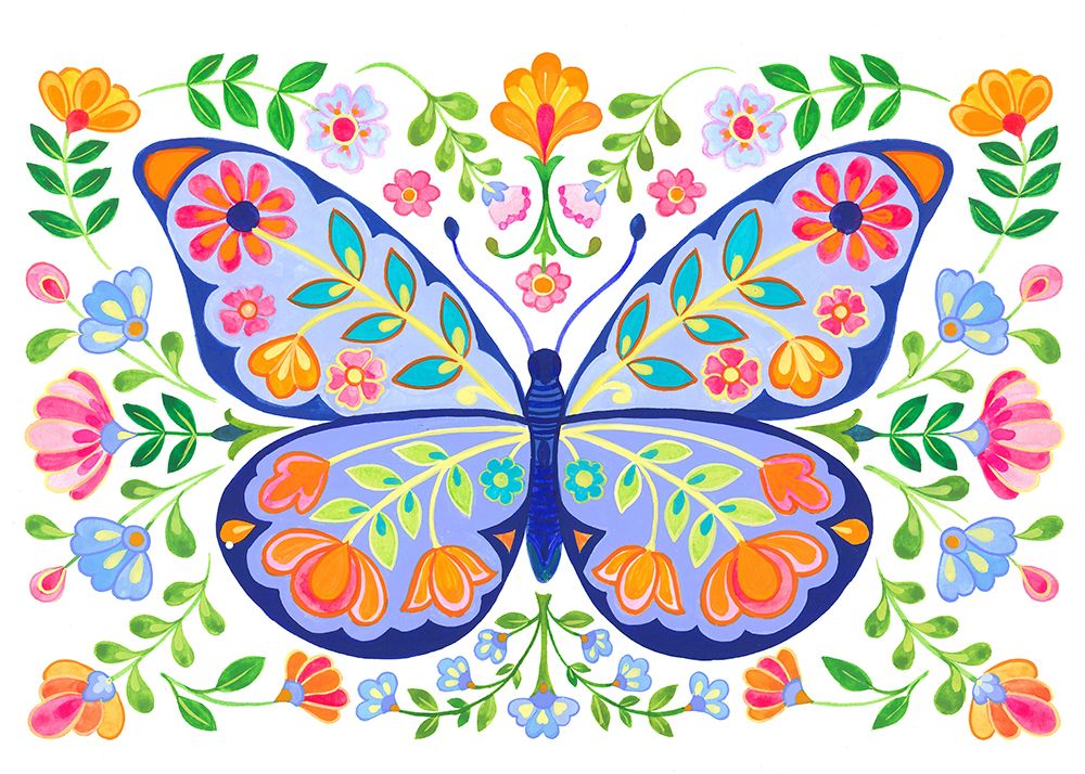 Butterfly Folk Art 04 art print by Isabelle Brent for $57.95 CAD