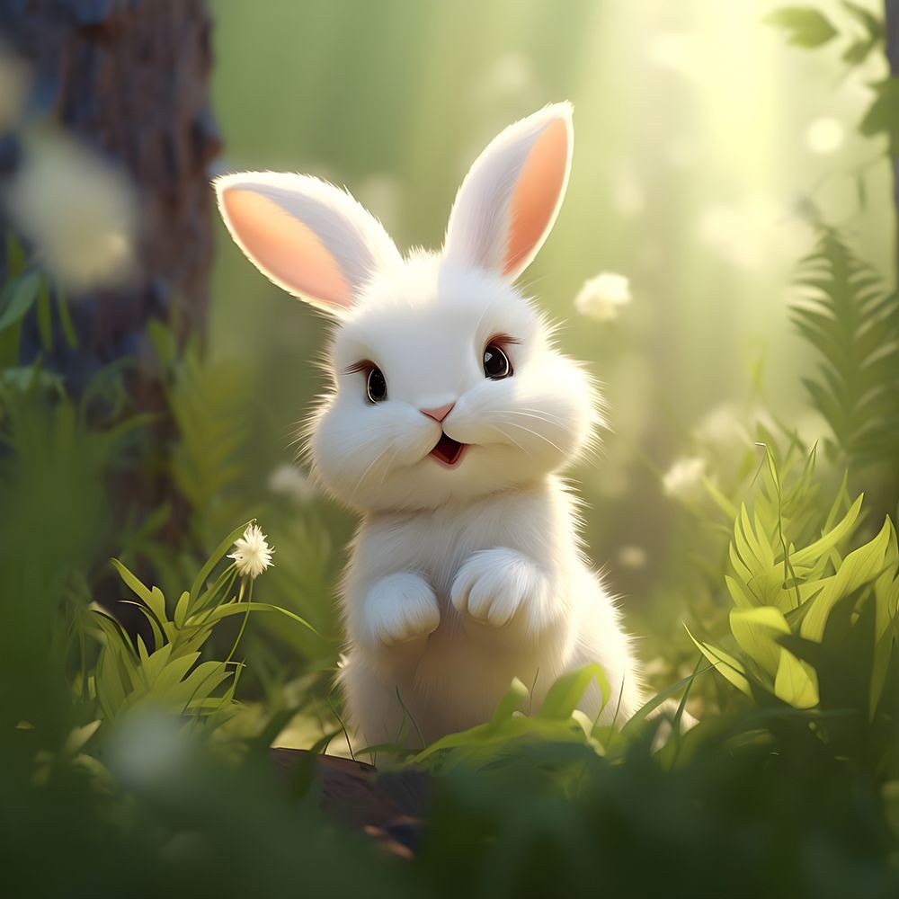 Cute white bunny art print by Maria Hylarides for $57.95 CAD