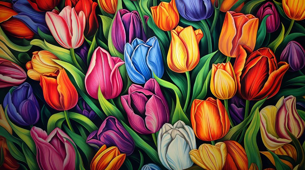 Colourful Bright Tulips 1 art print by Bilge Paksoylu for $57.95 CAD