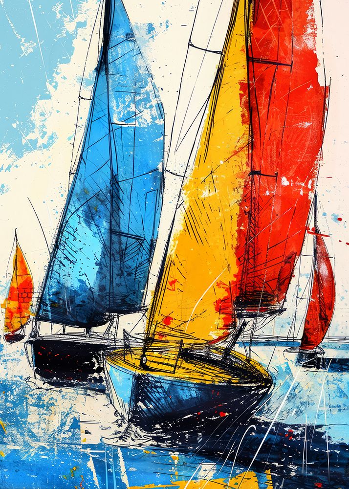 Yacht racing sport art 2 art print by Justyna Jaszke for $57.95 CAD