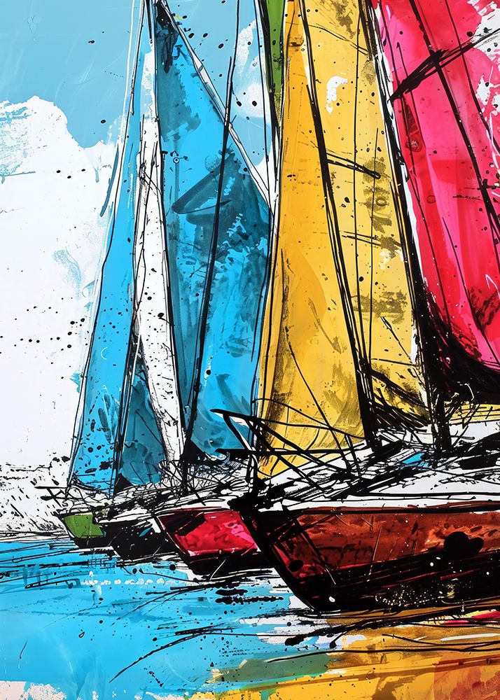Yacht racing sport art 1 art print by Justyna Jaszke for $57.95 CAD