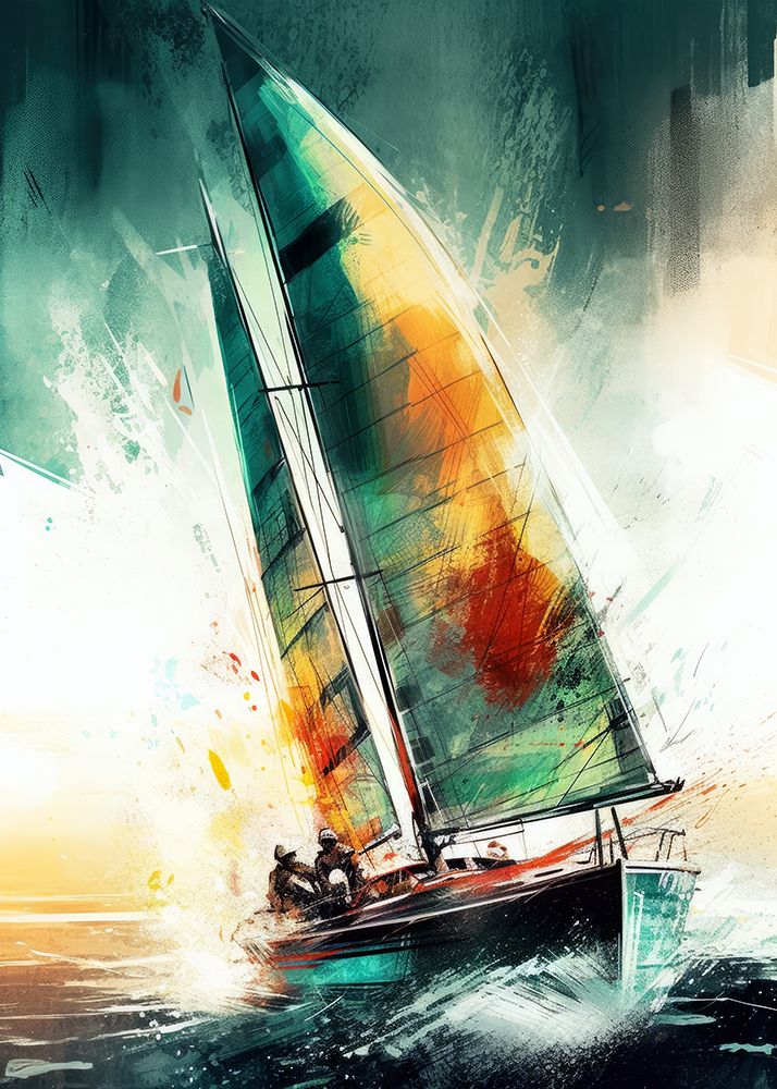 Yacht racing sport art 13 art print by Justyna Jaszke for $57.95 CAD