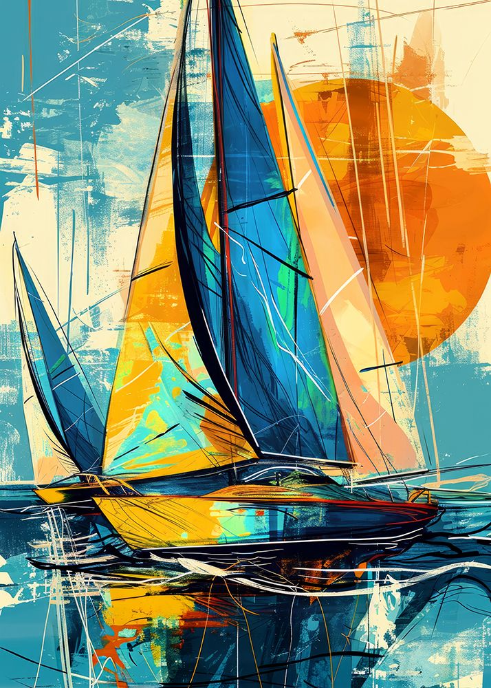 Yacht racing sport art 17 art print by Justyna Jaszke for $57.95 CAD