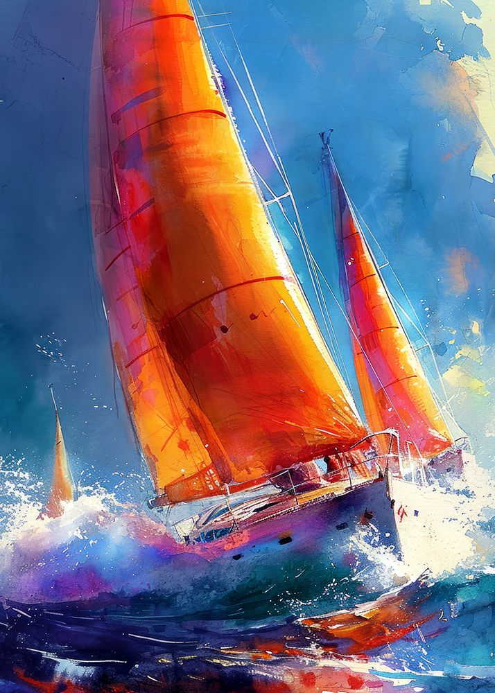 Yacht racing sport art 22 art print by Justyna Jaszke for $57.95 CAD