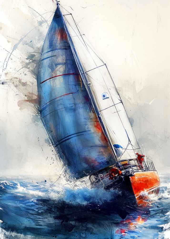 Yacht racing sport art 28 art print by Justyna Jaszke for $57.95 CAD