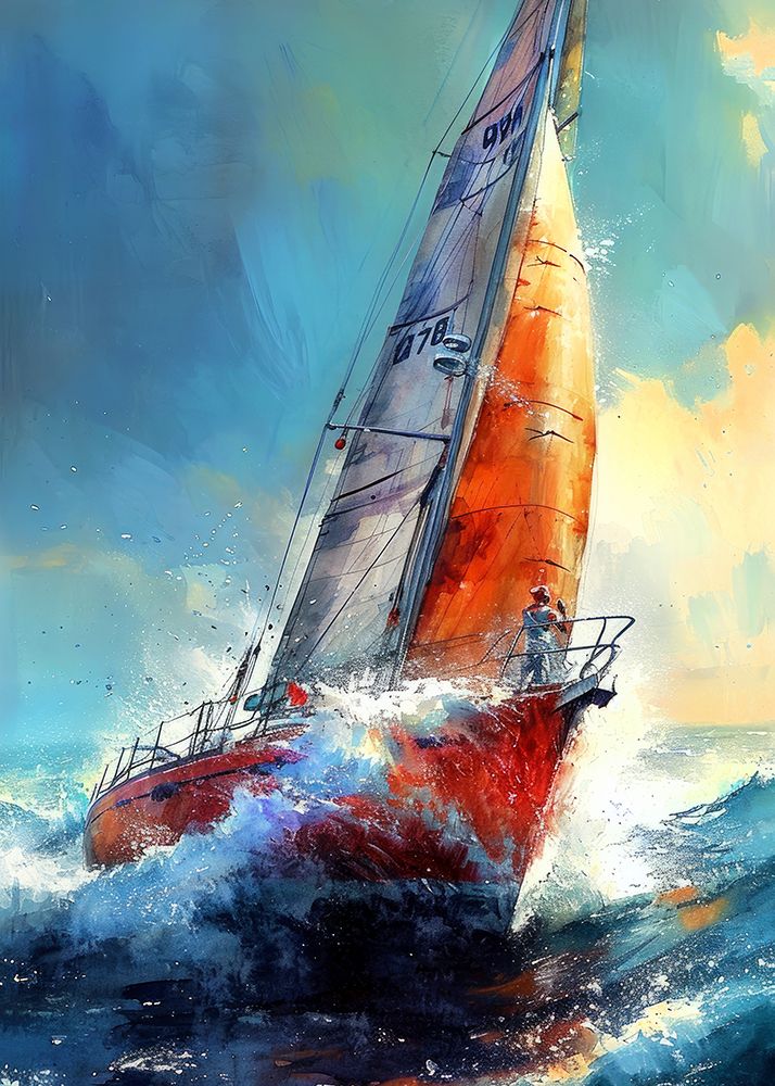 Yacht racing sport art 30 art print by Justyna Jaszke for $57.95 CAD