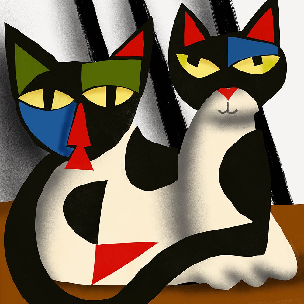 Two cats portrait art print by Little Dean for $57.95 CAD