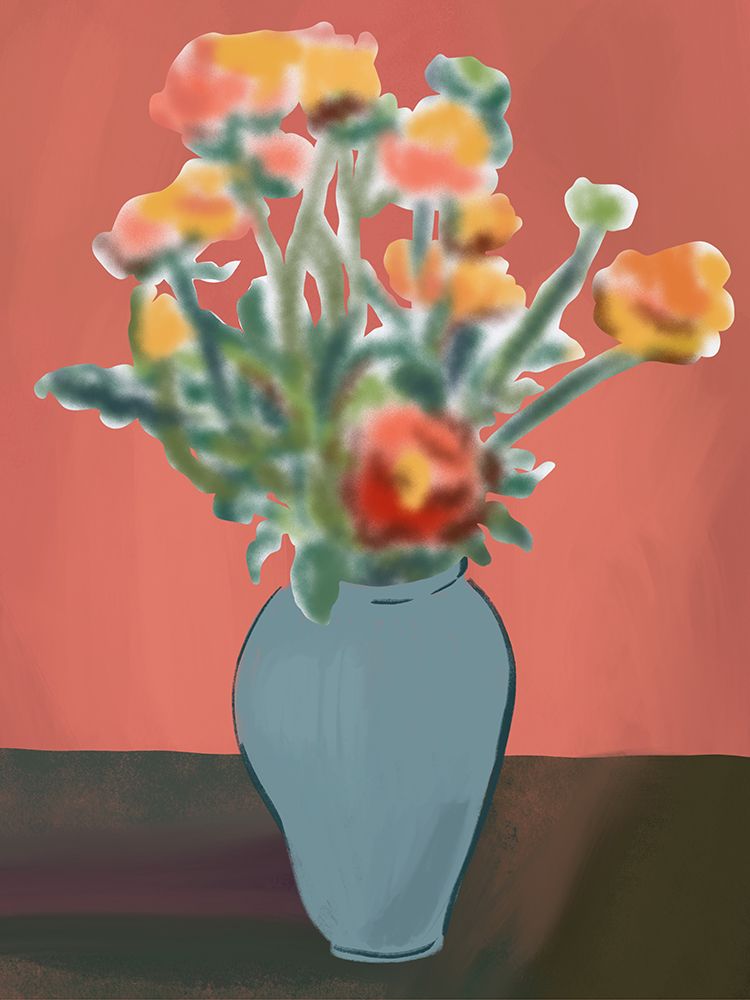 Flower vase with a pink backdrop art print by Little Dean for $57.95 CAD
