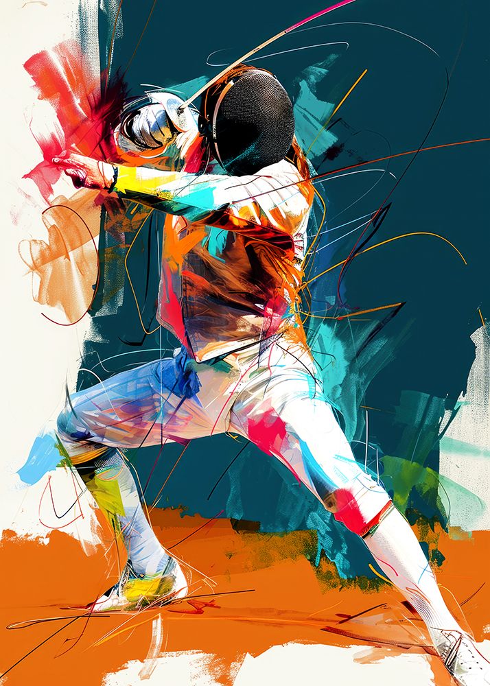 Fencing sport art #fencing #sport art print by Justyna Jaszke for $57.95 CAD