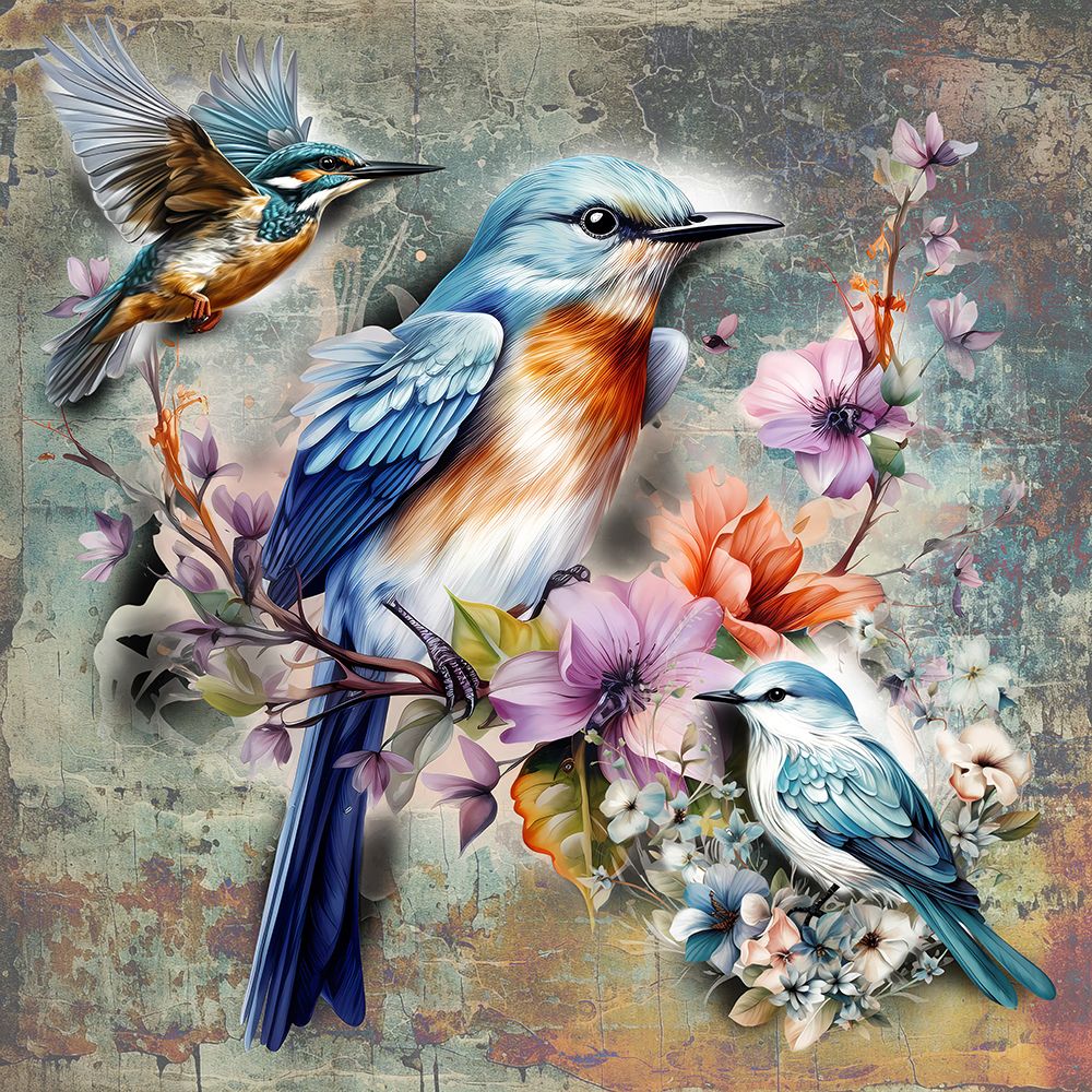 Bird and flowers 1 art print by Rafal Kulik for $57.95 CAD