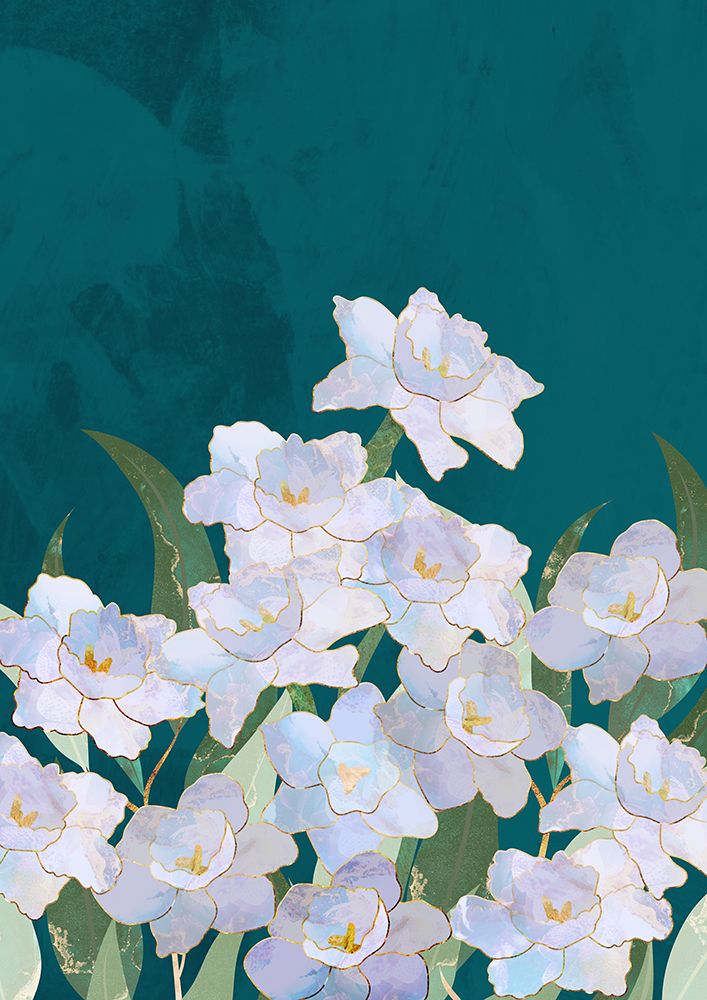 Narcissuss Flowers Turquouise art print by Sarah Manovski for $57.95 CAD