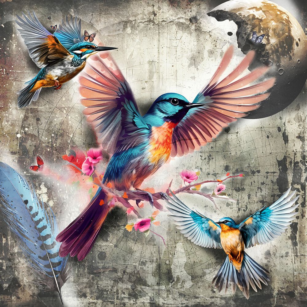 Bird and flowers 3 art print by Rafal Kulik for $57.95 CAD