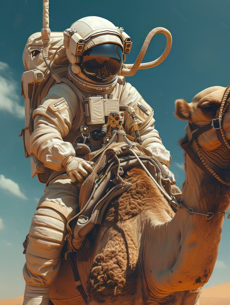 Astronaut On a Camel art print by Bilge Paksoylu for $57.95 CAD